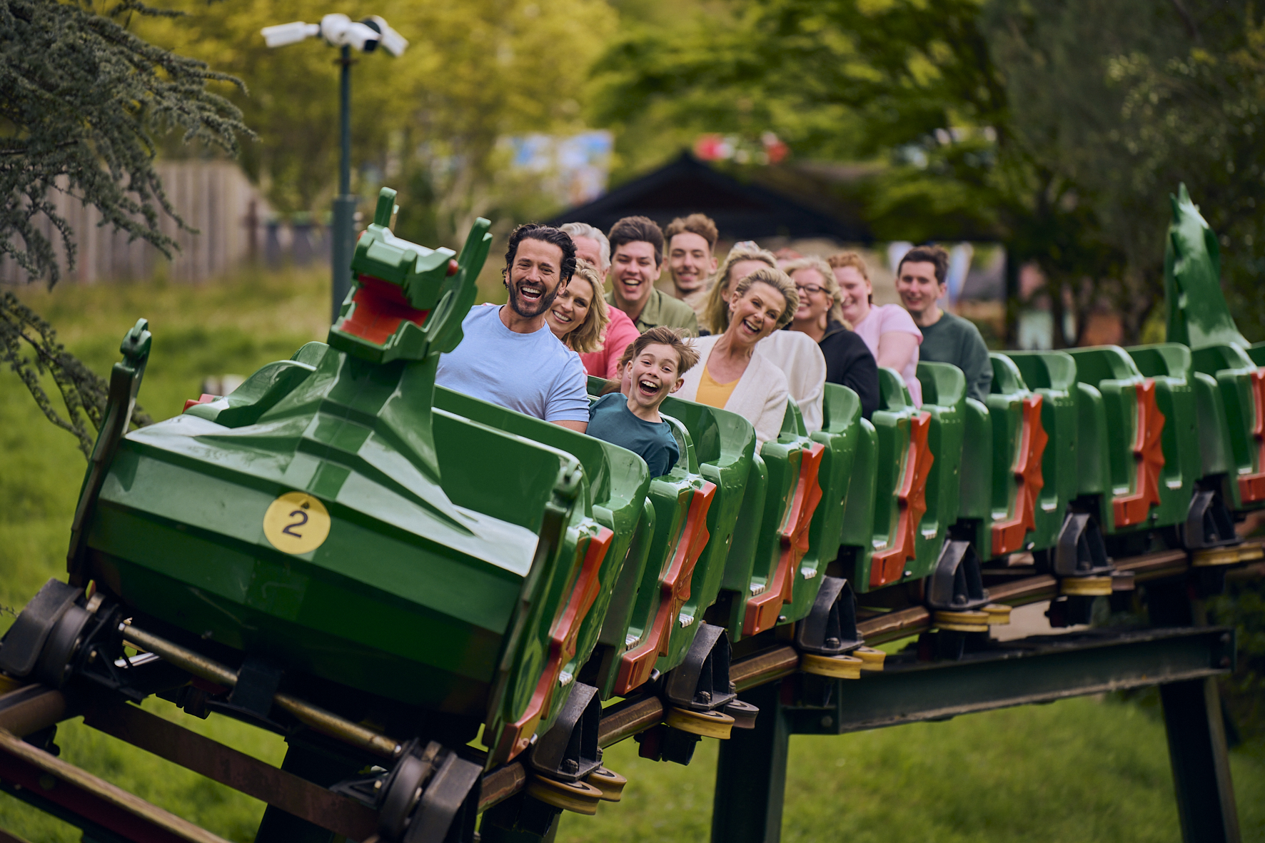 Families on the Dragon coaster at the LEGOLAND Windsor Resort