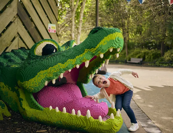 Girl with LEGO Crocodile at LEGOLAND Windsor Resort
